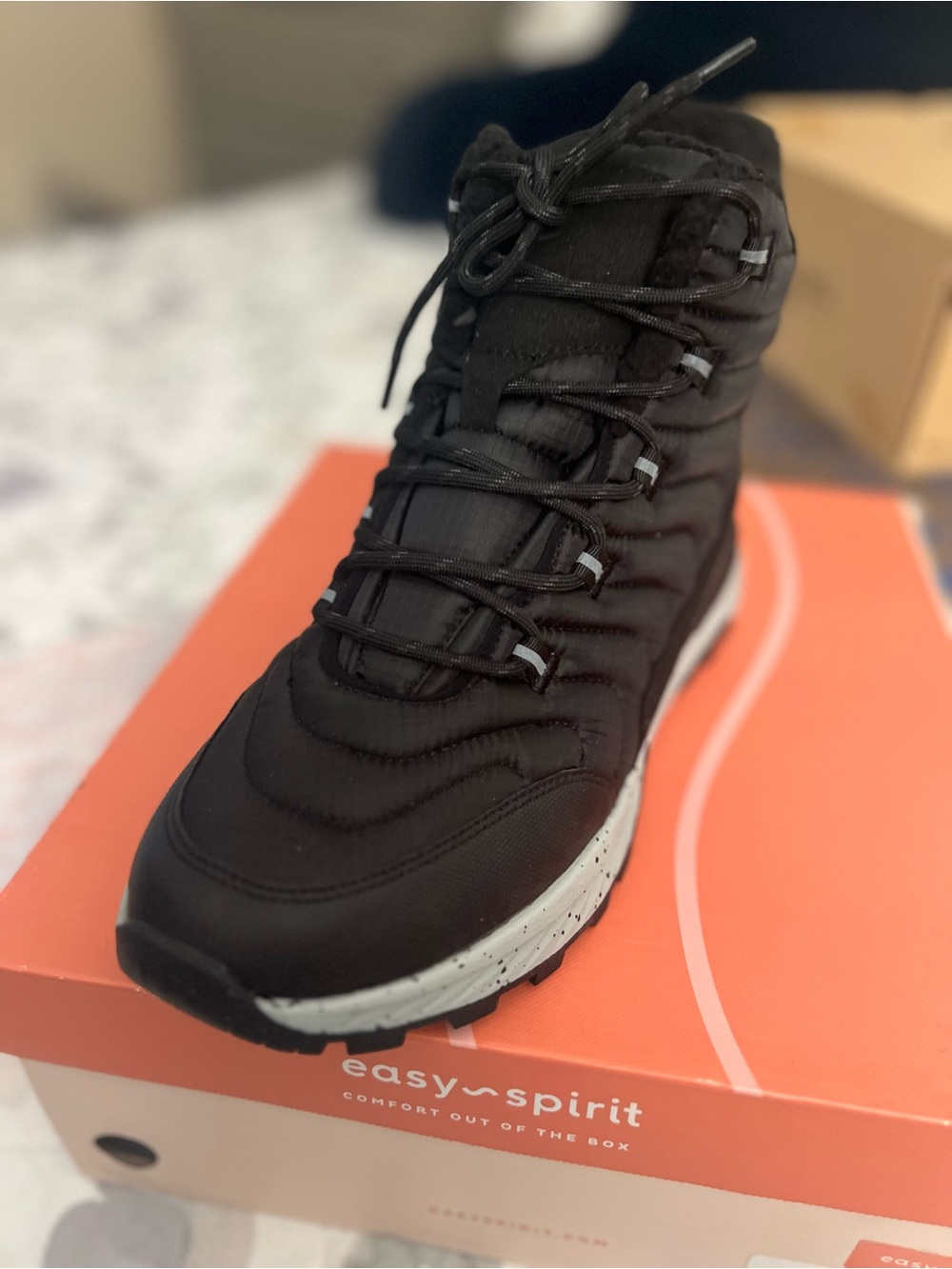 Easy Spirit Black Women's Lace-Up Thermal Winter Boot